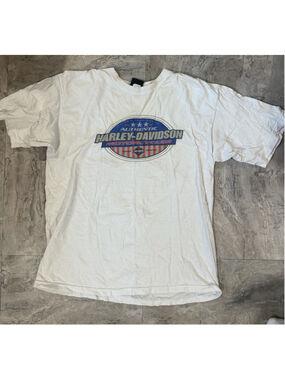 VTG ‘98 Harley-Davidson T Shirt Mens XL Faded White Red USA Cotton